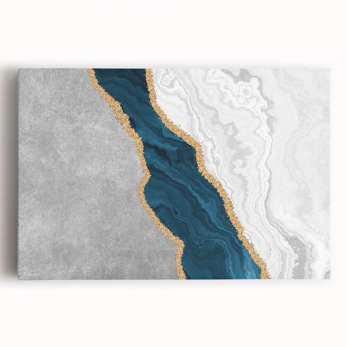 Abstract wall art featuring vibrant strokes and lines in shades of blue, orange, and yellow, designed for modern home decor and aesthetics.