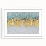 Framed abstract wall art showcasing a modern design of colorful strokes and lines, featuring a white mat and sleek frame for contemporary decor.