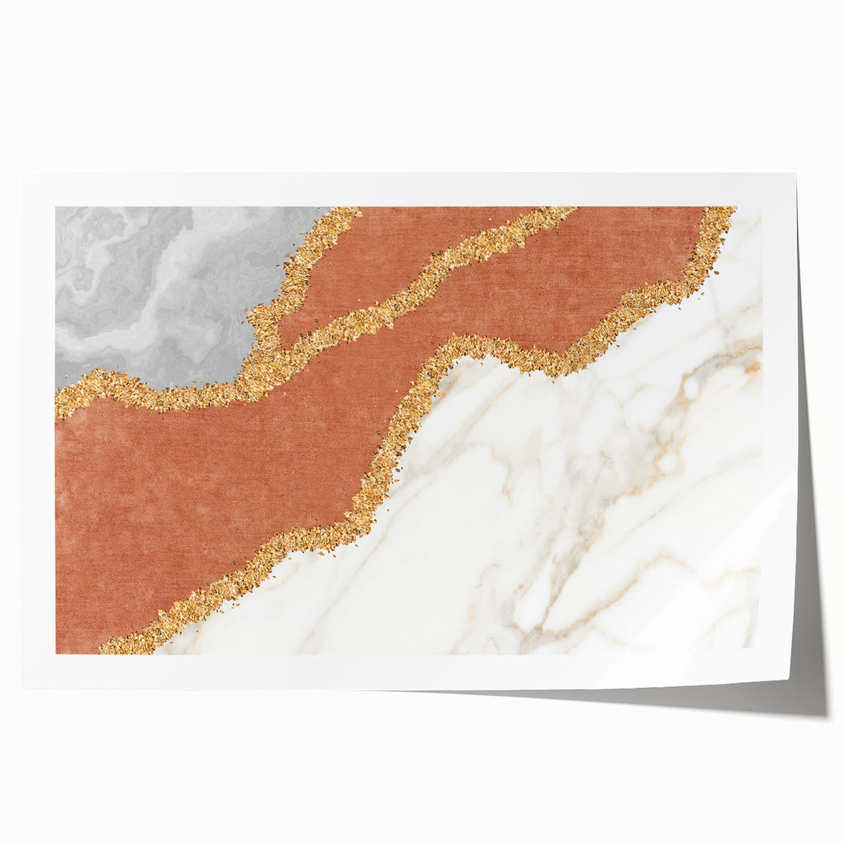 Abstract wall art print showcasing vibrant strokes and lines in a blend of blue, orange, and yellow hues, perfect for modern home decor.