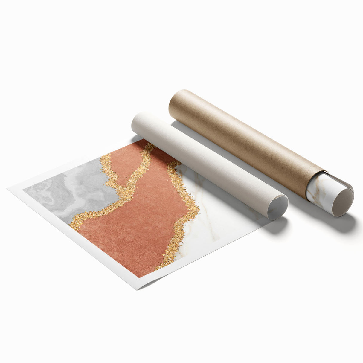 Abstract wall art print featuring vibrant strokes and lines in hues of blue, orange, and yellow, perfect for modern decor.