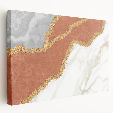 Stretched canvas wall art featuring an abstract design of colorful strokes and lines, displayed in a side view to showcase its depth and texture.