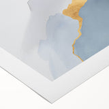 Abstract wall art design on rolled canvas showcasing vibrant strokes and lines in shades of blue, orange, and yellow, ideal for modern decor.