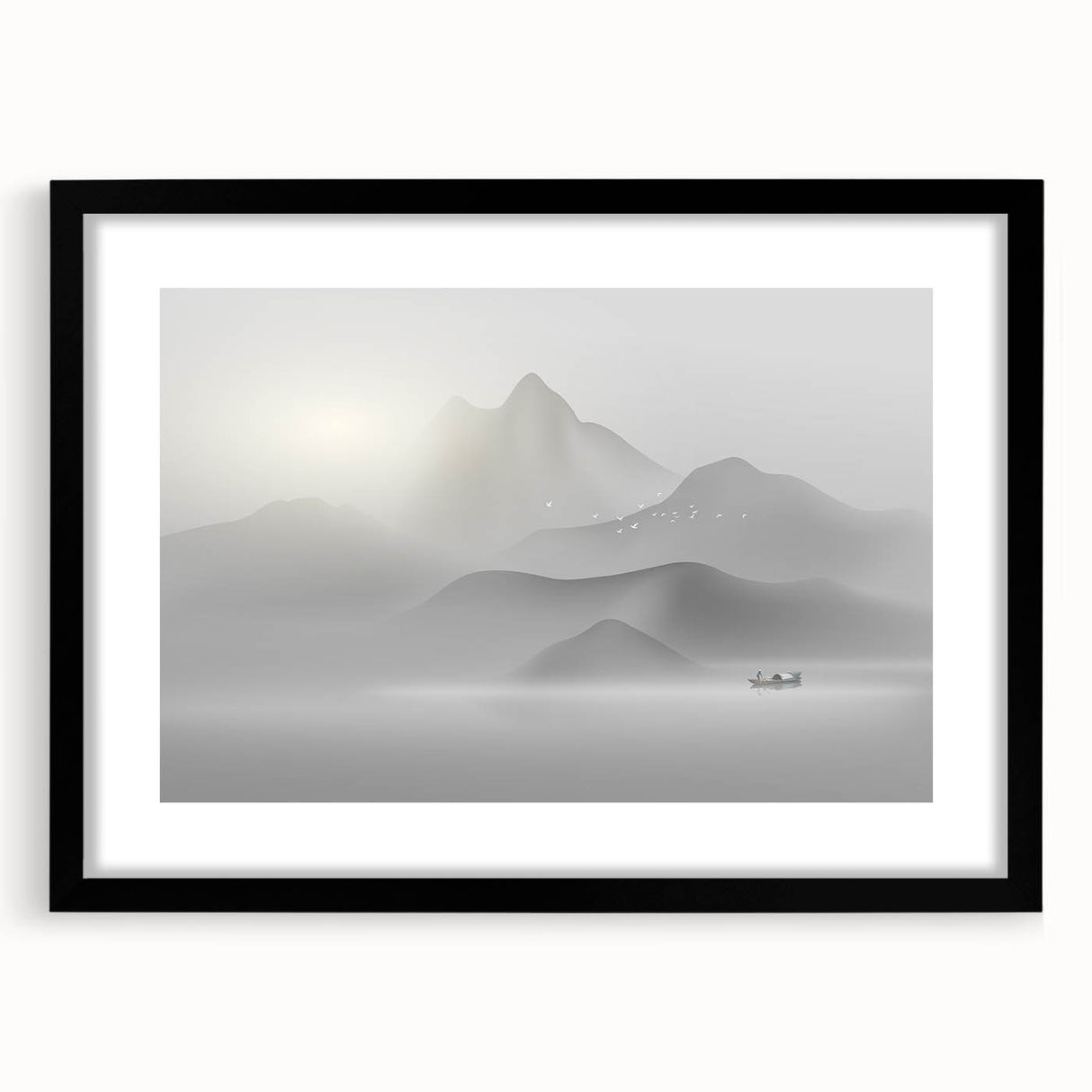 Abstract strokes and lines design wall art in a black frame with a mat, showcasing modern aesthetics and vibrant colors for contemporary decor.