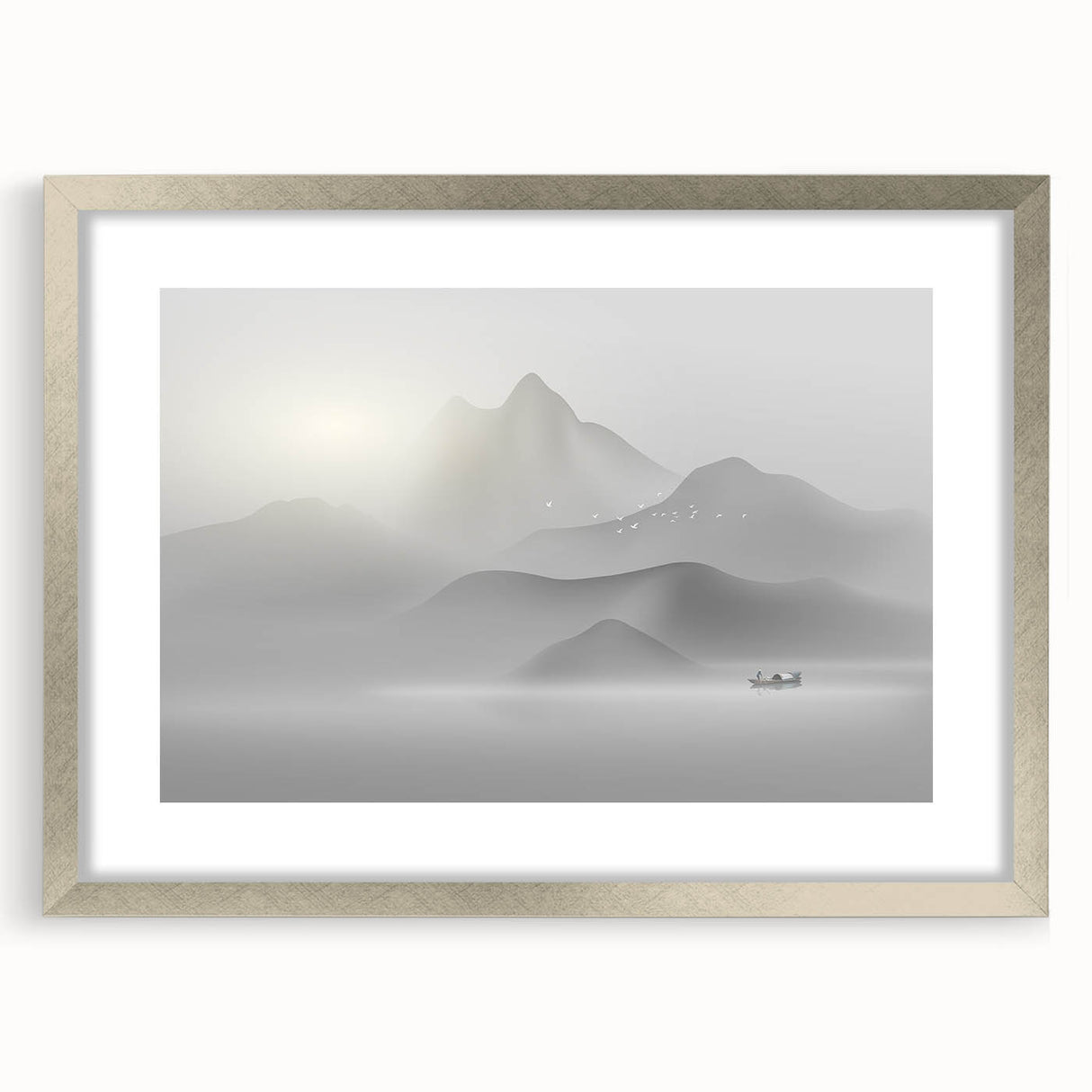 Framed abstract wall art design showcasing dynamic strokes and lines in a silver frame, perfect for modern home decor accents.