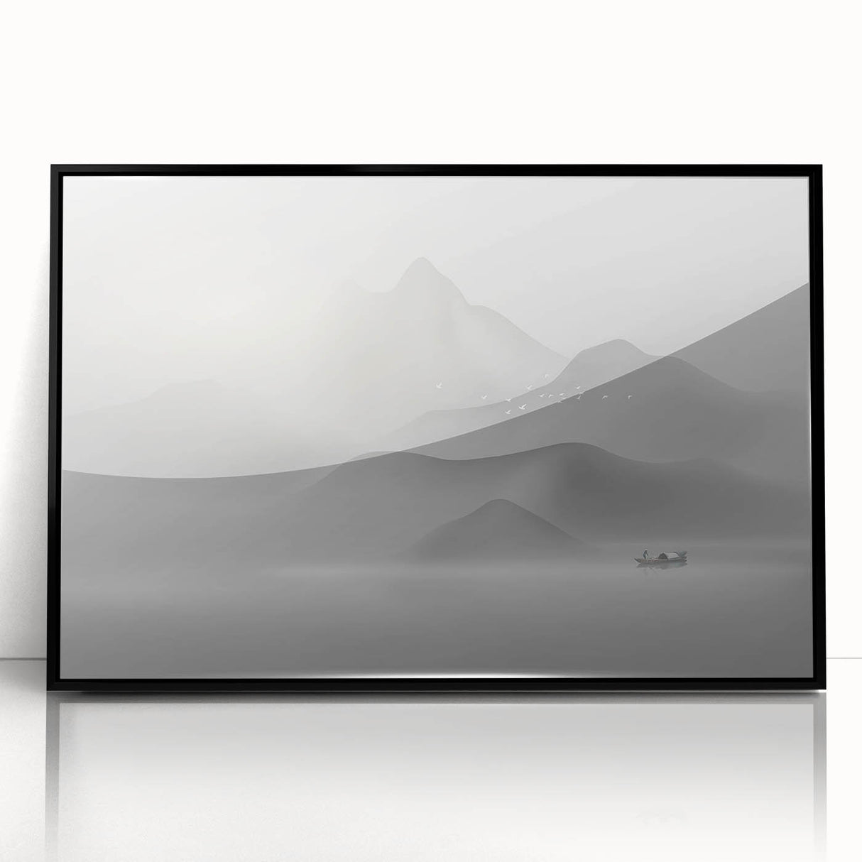 Framed wall art featuring an abstract design with colorful strokes and lines, set against a black background, ideal for modern decor.