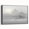 Framed wall art featuring abstract strokes and lines in black and white, showcasing modern design elements in a sleek profile view.