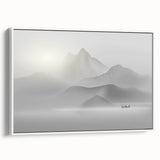Framed abstract wall art featuring dynamic strokes and lines in muted tones, displayed in a modern white frame against a neutral background.
