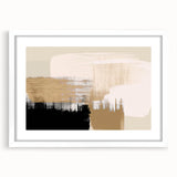 Abstract strokes and lines wall art design featuring a white frame and mat, ideal for modern decor, showcasing a minimalist aesthetic.