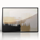 Framed wall art featuring an abstract design of strokes and lines in black and white, perfect for modern home decor, adding elegance and style.