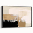 Framed canvas wall art showcasing an abstract design of colorful strokes and lines, presented in a sleek black frame, perfect for modern decor.