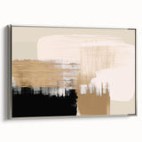 Framed canvas wall art showcasing an abstract design with silver strokes and lines, adding a modern touch to home decor and interior design.