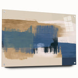 Abstract wall art design showcasing colorful strokes and lines on acrylic glass, elegantly displayed with pins, perfect for modern decor.