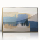 Framed abstract wall art featuring dynamic strokes and lines in gold and black, perfect for modern home decor and stylish interiors.