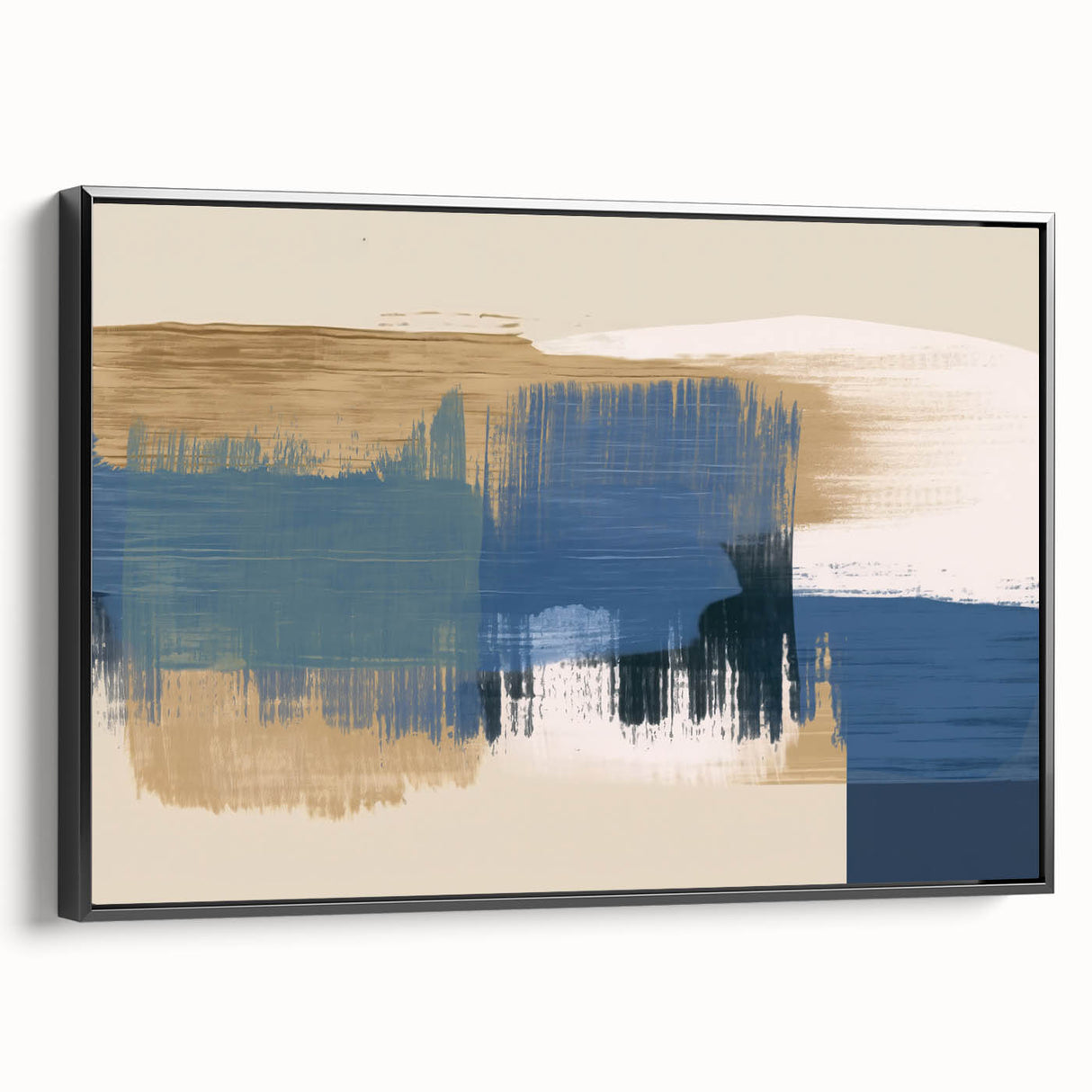 Framed abstract wall art featuring dynamic strokes and lines in black and white, showcasing modern design elements for stylish décor.