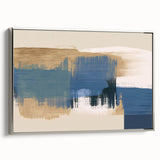 Framed abstract wall art featuring dynamic strokes and lines in silver and gray tones, adding modern elegance to any space.