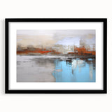 Abstract wall art featuring dynamic strokes and lines in black and white, framed with a sleek black mat, ideal for modern decor.