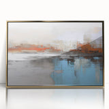 Framed abstract wall art showcasing dynamic strokes and lines in gold and cream tones, perfect for modern home decor and artistic interiors.