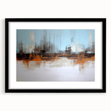 Framed abstract wall art featuring dynamic strokes and lines in black and cream, perfect for modern home decor or office spaces.