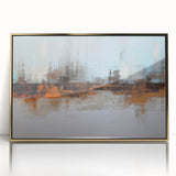 Framed abstract wall art showcasing gold strokes and lines on a sleek black background, perfect for modern home decor accents.