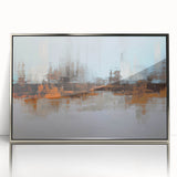 Framed abstract wall art showcasing dynamic strokes and lines in silver and gray tones, perfect for modern home decor and stylish interiors.