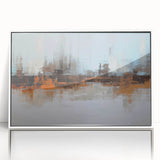 Framed abstract wall art featuring colorful strokes and lines in a modern design, set against a white background to enhance its vibrant appeal.