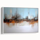 Framed abstract wall art featuring bold strokes and lines in a modern design, set against a white background, ideal for contemporary decor.