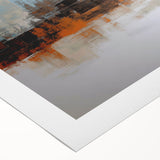 Abstract wall art design on rolled canvas showcasing vibrant strokes and lines in shades of blue, orange, and yellow, perfect for modern decor.