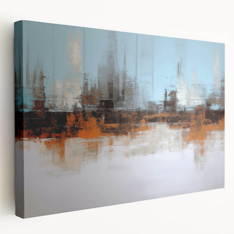 Abstract wall art design featuring colorful strokes and lines on stretched canvas, showcasing vibrant hues ideal for modern decor.