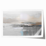Abstract wall art print showcasing vibrant strokes and lines in shades of blue, orange, and yellow, ideal for modern home decor.
