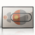 Framed wall art showcasing an abstract design with colorful strokes and lines, set in a sleek black frame, perfect for modern decor.