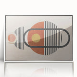 Framed abstract wall art featuring colorful strokes and lines in a modern design, set against a white background for a contemporary look.