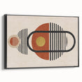 Framed abstract wall art featuring colorful strokes and lines in a modern design, showcasing a sleek black frame and side profile view.