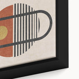 Close-up of abstract wall art featuring colorful strokes and lines on a canvas, emphasizing vibrant hues and modern design elements for contemporary decor.