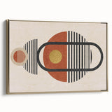 Framed wall art featuring abstract strokes and lines in gold and black, showcasing modern design elements for contemporary decor.