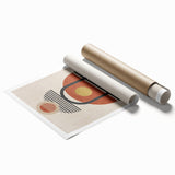 Abstract wall art print featuring vibrant strokes and lines in a harmonious blend of blue, yellow, and red colors, perfect for modern decor.