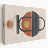 Abstract wall art showcasing vibrant strokes and lines in shades of blue, orange, and gold, printed on stretched canvas for modern decor.