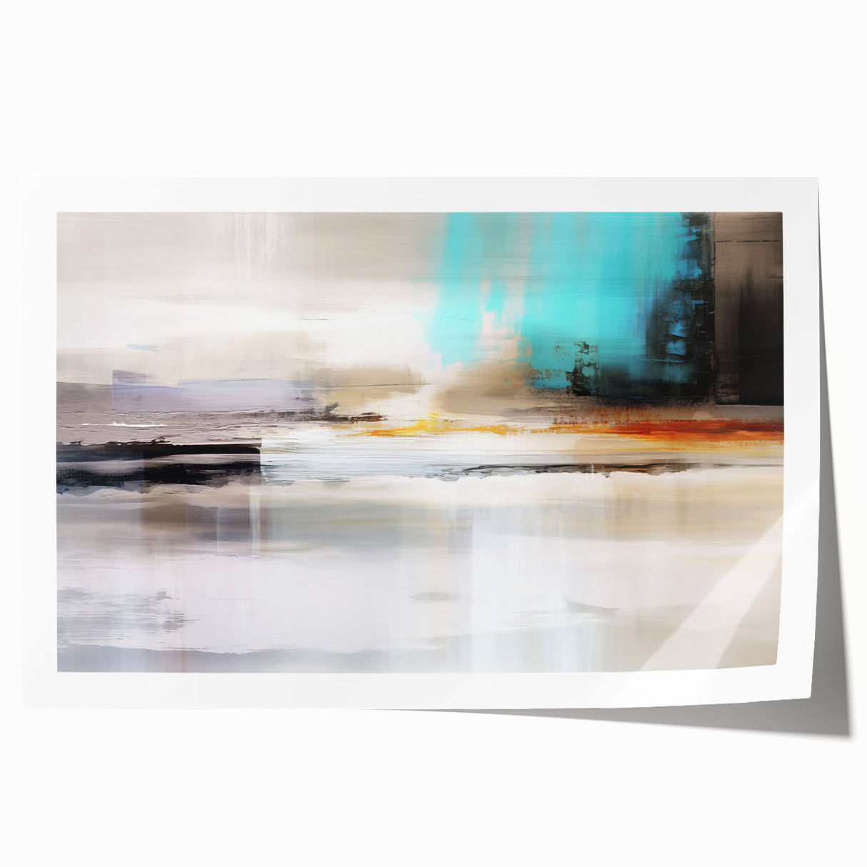 Abstract wall art with colorful strokes and lines in vibrant hues of blue, orange, and yellow, offering a modern touch for home decor.