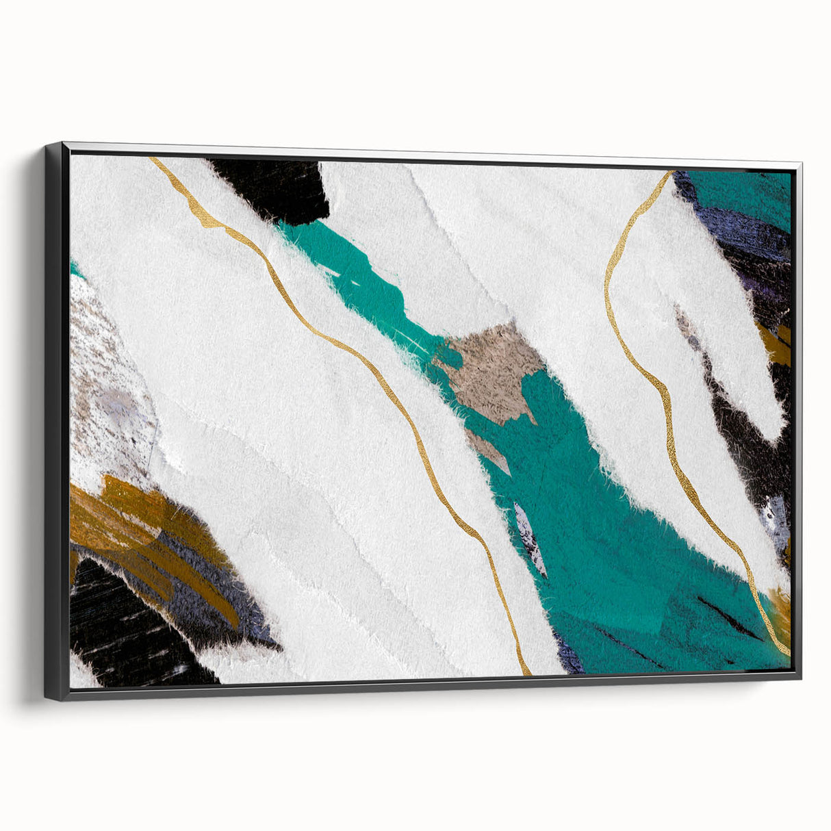 Framed wall art showcasing an abstract design with bold strokes and lines in shades of black and white, offering a modern aesthetic for contemporary decor.