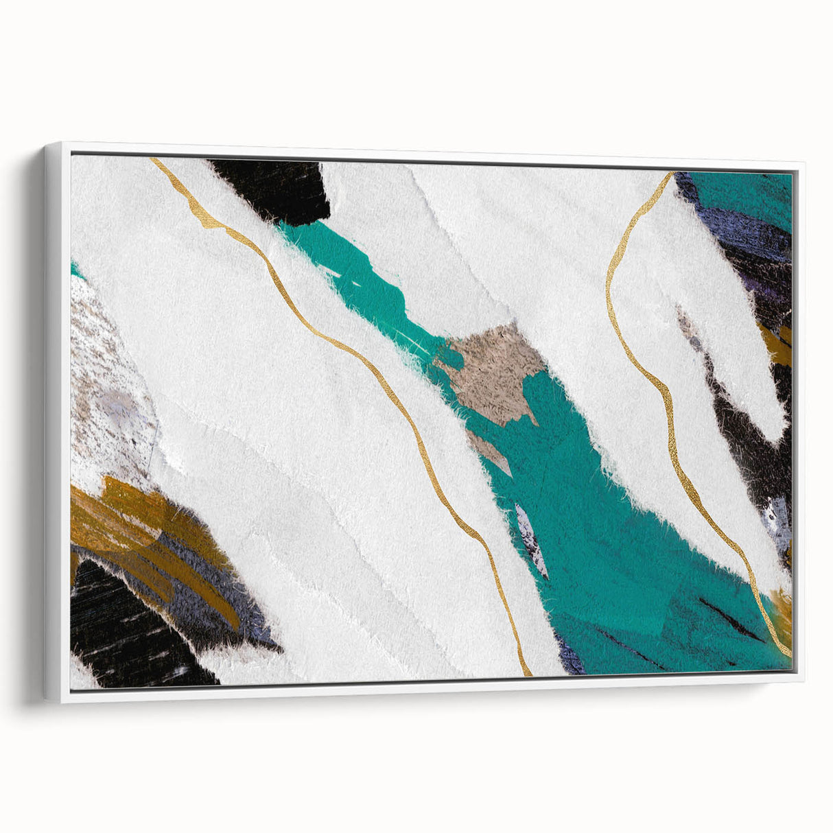 Framed abstract wall art showcasing vibrant strokes and lines in a modern design, displayed against a white backdrop for a contemporary aesthetic.