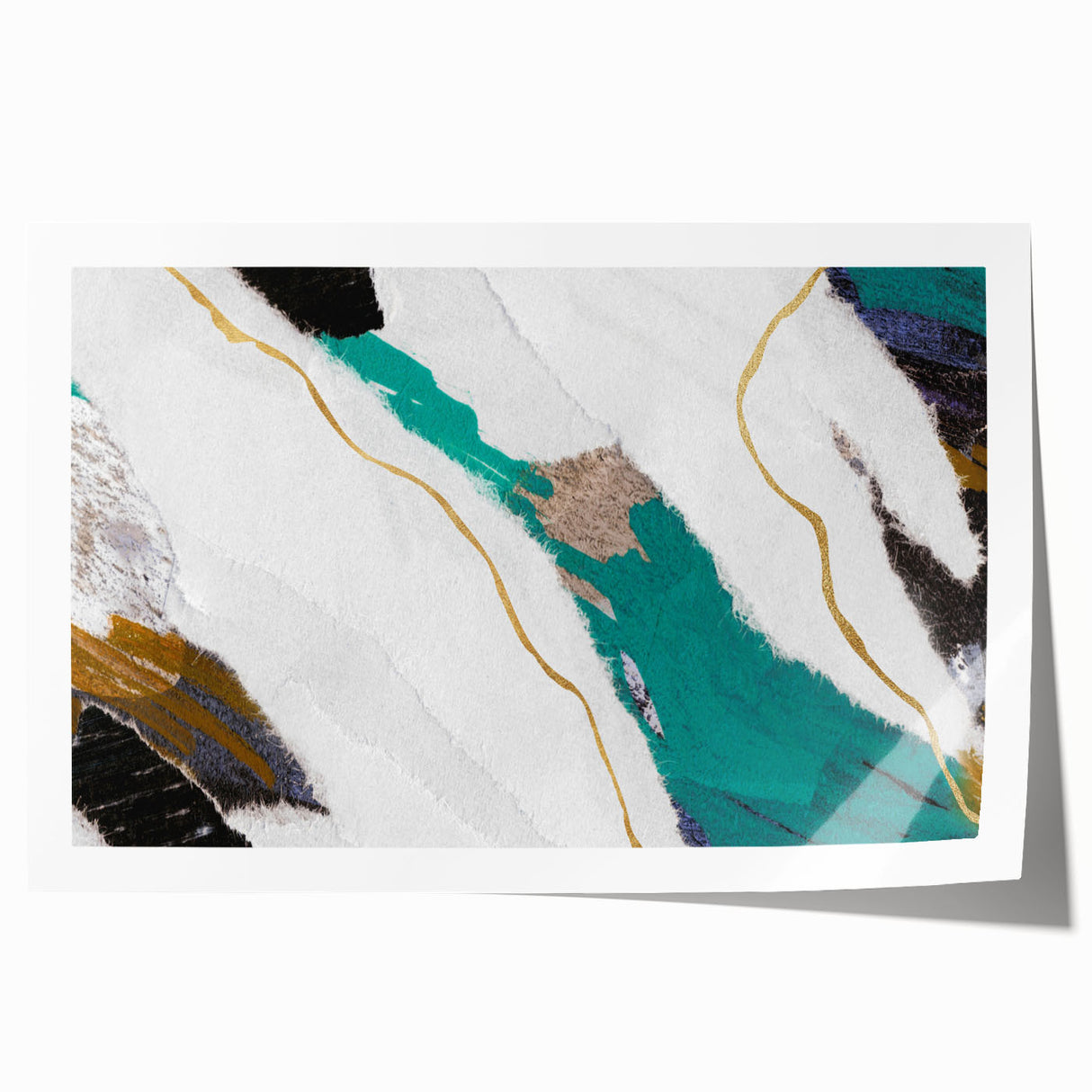Abstract wall art print showcasing vibrant strokes and lines in a dynamic composition, perfect for modern decor in homes or offices.