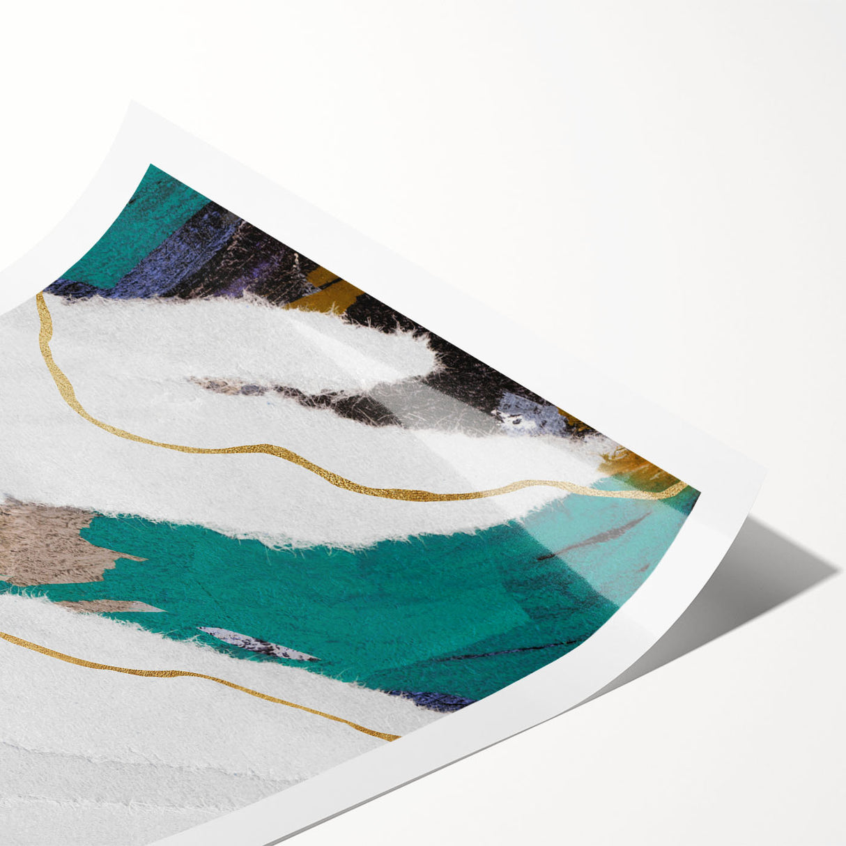 Abstract wall art print showcasing vibrant strokes and lines in shades of blue, pink, and yellow, perfect for modern home decor.