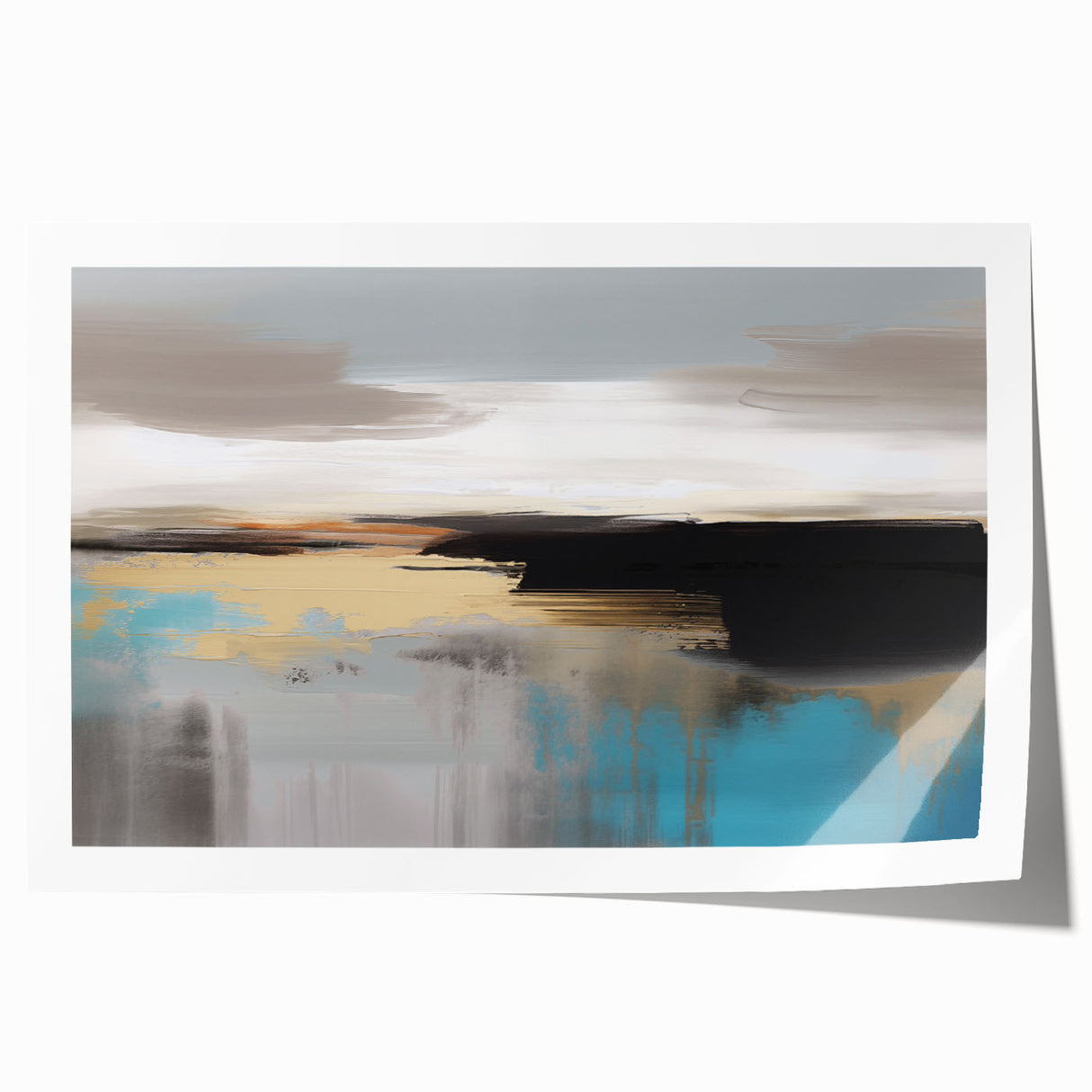 Abstract wall art print featuring vibrant strokes and lines in shades of blue, yellow, and red, ideal for modern home decor and artistic expression.