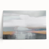 Abstract canvas wall art showcasing vibrant strokes and lines in hues of blue, orange, and yellow, perfect for modern home decor.