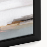 Abstract wall art featuring vibrant strokes and lines in shades of blue, orange, and gray on a textured canvas, ideal for modern decor.