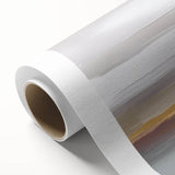 Abstract wall art design showcasing vibrant strokes and lines in various colors, perfect for modern decor, elegantly displayed in a rolled canvas format.