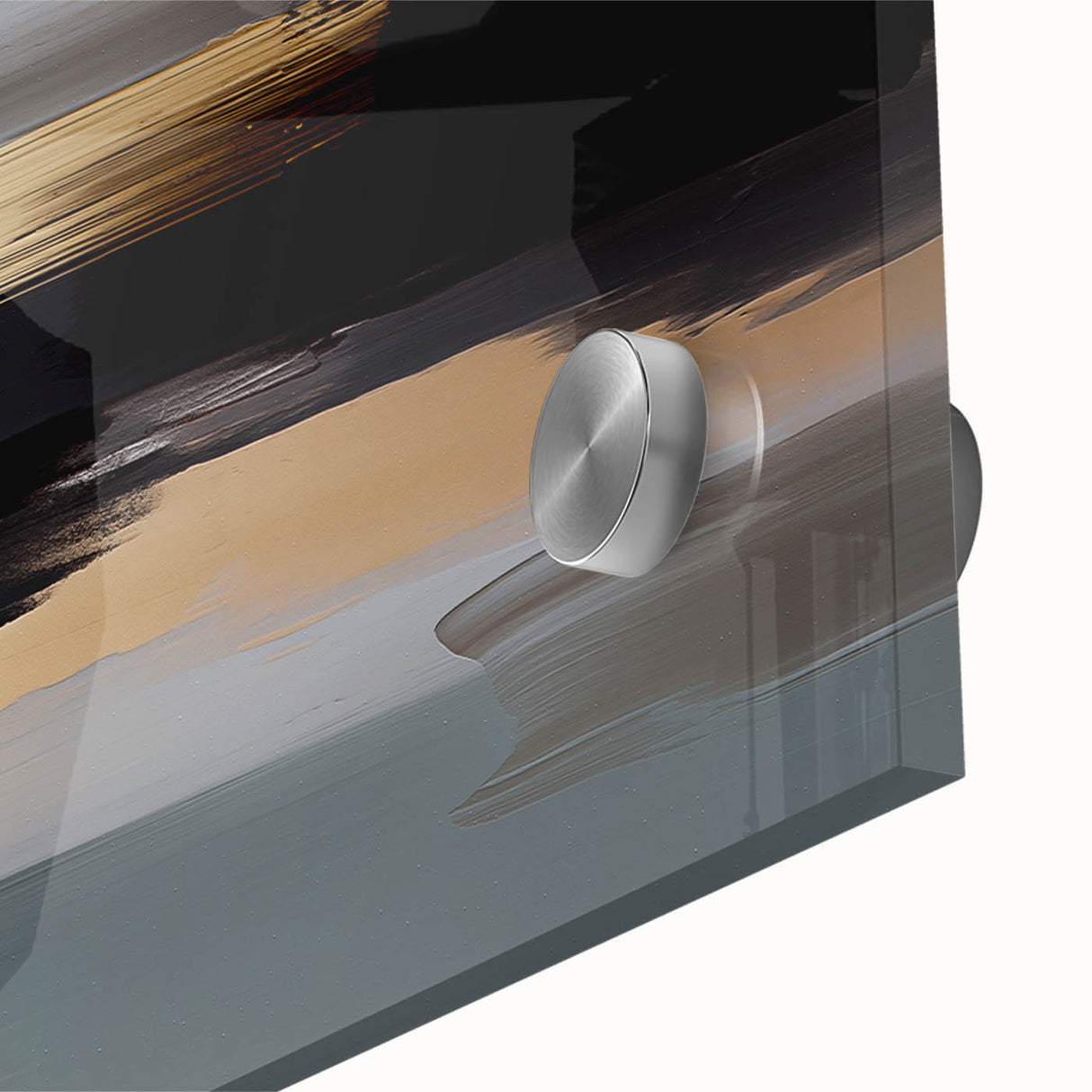 Abstract wall art featuring vibrant strokes and lines in a dynamic composition, showcasing bold colors and fluid shapes on acrylic glass.