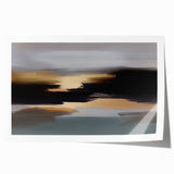 Abstract wall art print showcasing vibrant strokes and lines in a harmonious blend of blue, orange, and yellow hues, perfect for modern decor.