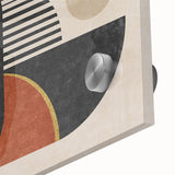 Close-up of an abstract strokes and lines wall art design, showcasing vibrant colors and fluid patterns on acrylic glass, perfect for modern decor.