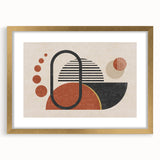 Abstract strokes and lines design wall art in a gold frame with mat, showcasing a modern aesthetic perfect for contemporary home decor.