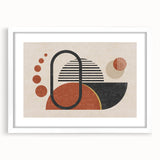 Abstract strokes and lines wall art design in a white frame with mat, showcasing modern artistic elements and a minimalist aesthetic.